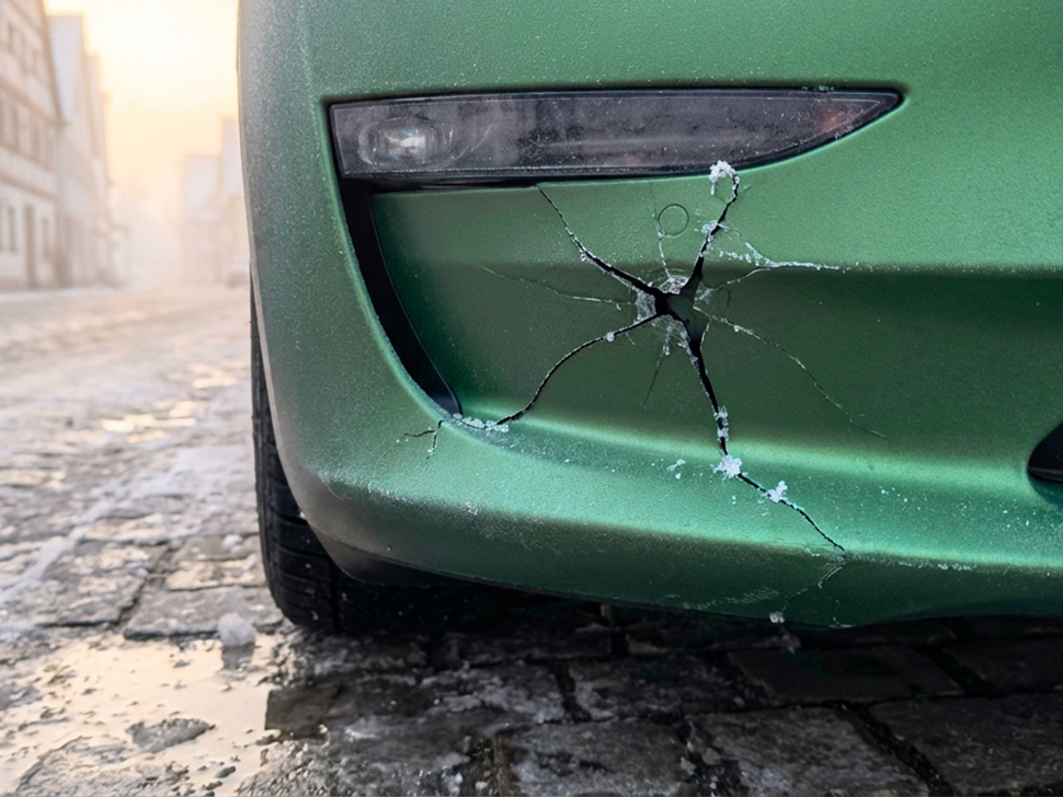 Riss in der Stoßstange bei Frost – so gefährlich ist Kälte für Kunststoff